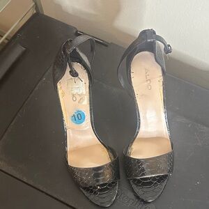 Aldo Black Textured Women's Heels